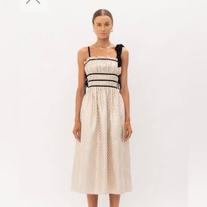 NWT Ludovica Natural Shoulder Tie Midi Dress size S